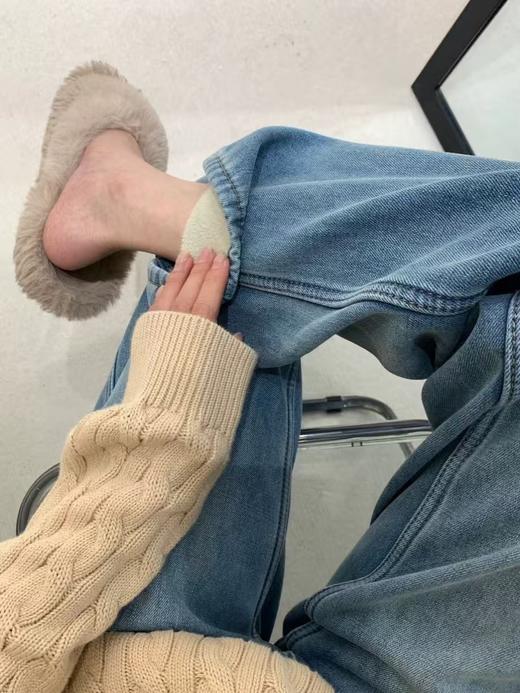 暖暖加绒浅青蓝特调软软牛仔裤 商品图2