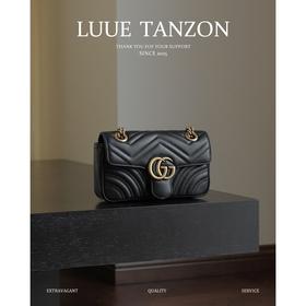 BT352-古驰-Marmont 金色复古双G徽标压印皮革 446744马蒙链条包翻盖包 单肩包斜挎包！（ZJ*MM）