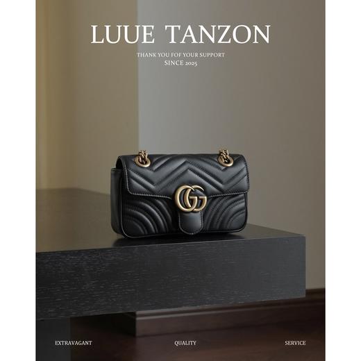 BT352-古驰-Marmont 金色复古双G徽标压印皮革 446744马蒙链条包翻盖包 单肩包斜挎包！（ZJ*MM） 商品图0