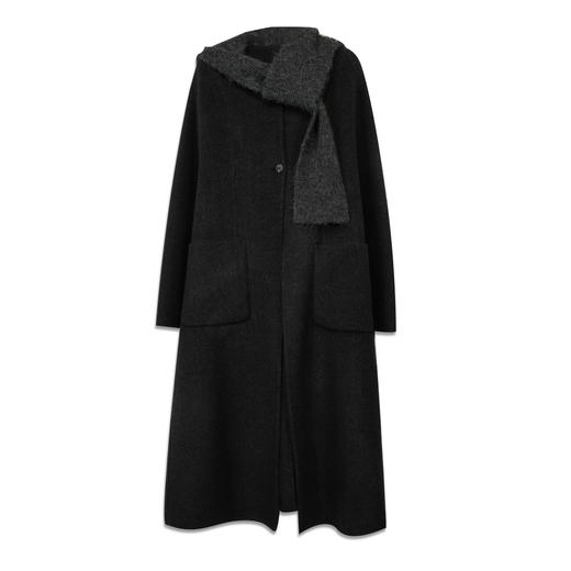 极简款灰色系带帽羊绒长款大衣-纪念日百货门店同款167095398 商品图4