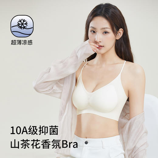 【无痕软支撑❗️抬手不跑杯】山茶花香氛无痕内衣女细肩带超薄透气凉感舒适粉底液无钢圈文胸罩。hc 商品图2