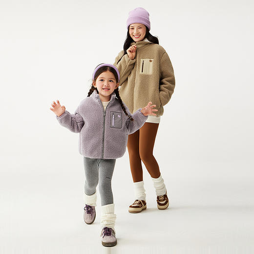 迷你巴拉男女童亲子抗静电毛绒外套摇粒绒保暖户外风2025秋新 商品图2