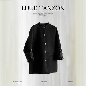 【只可换码，不退货】GY37-驴家黑色中花衬衫款羊毛秋冬大衣（SZX*MM）