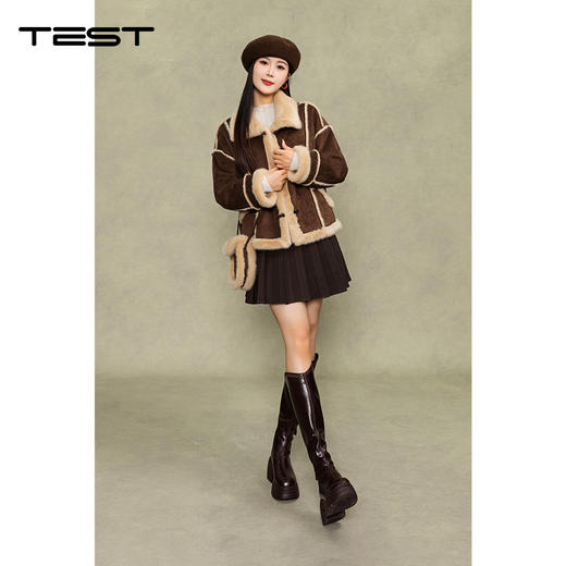 冬上新韩版时尚翻领加厚保暖气质绒外套2254115 商品图1