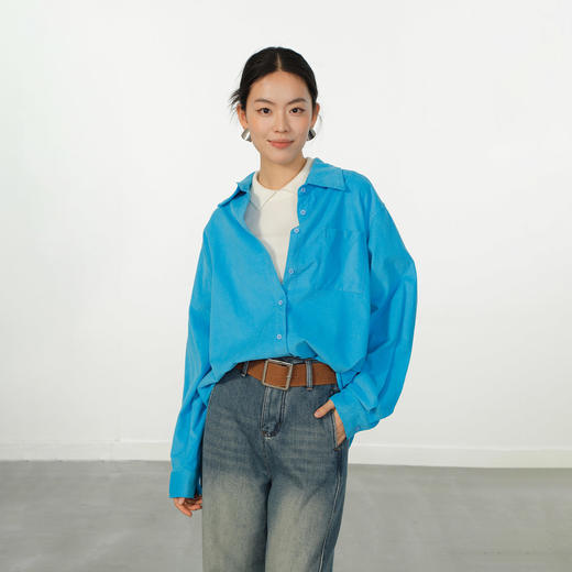 极简休闲宽松条绒长袖女士衬衫-纪念日百货门店同款167893517 商品图0