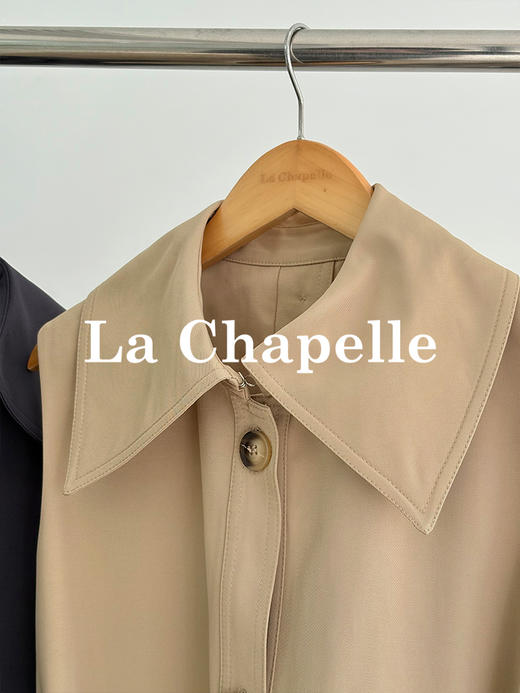 拉夏贝尔/La Chapelle无袖翻领连衣裙短款外搭风衣套装女高级感时尚小众 商品图9