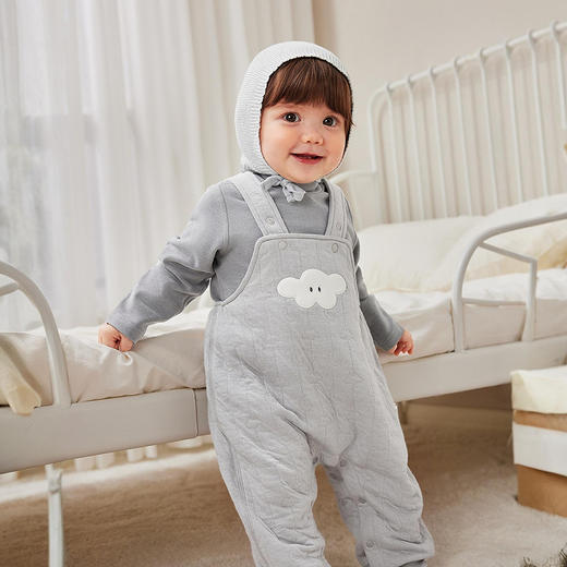 【夹棉】迷你巴拉婴儿衣服男女宝宝柔软亲肤保暖家居背带连体衣 商品图2