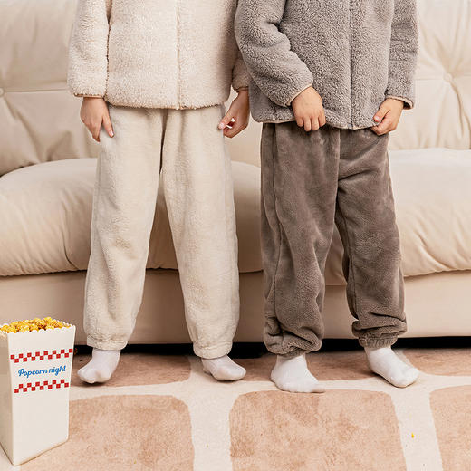 【抱抱绒】迷你巴拉儿童双面法兰绒家居长裤男女童加厚可外出裤子 商品图2