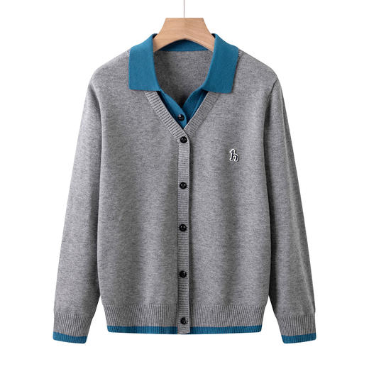 CC66-6024假两件上衣女衬衫领毛衣2025春秋新款时尚洋气翻领针织打底衫 商品图4