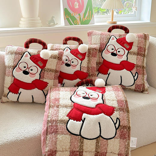 【多巴胺网红抱枕被】长绒美拉德西高地抱枕毯 一枕两用 商品图1