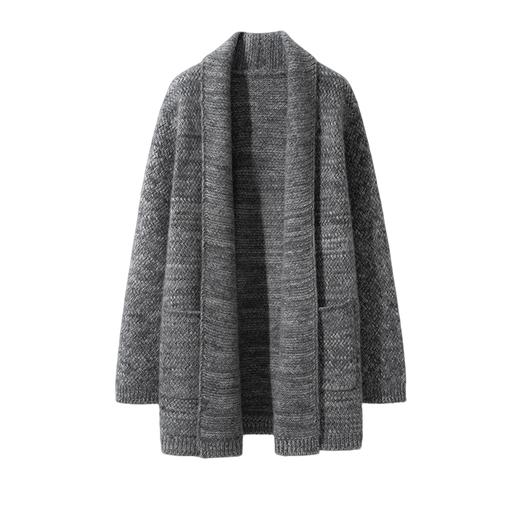 MENG·Baby Cashmere【雨润丝柔】100山羊绒重工卷边无扣中长款开衫 商品图2