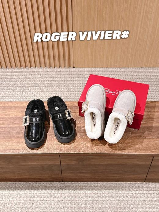 罗杰维维亚 钻扣毛毛拖/短靴（DBG） 商品图4