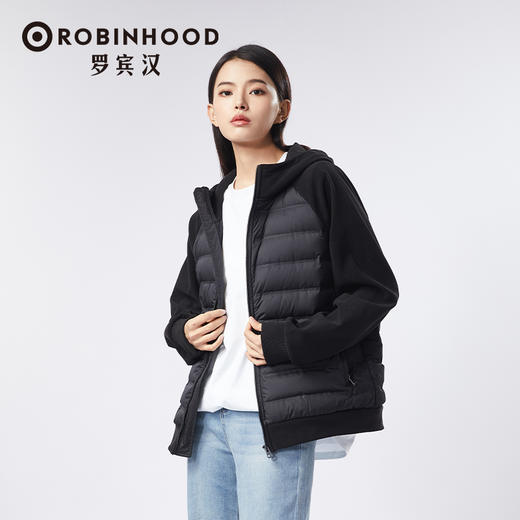 罗宾汉官方旗舰店薄荷曼波休闲时尚保暖连帽女款轻薄鹅绒羽绒服★ 商品图3