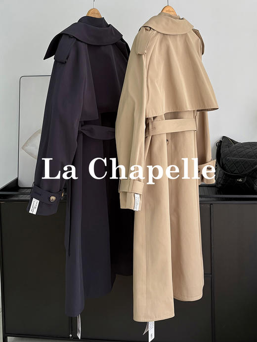 拉夏贝尔/La Chapelle无袖翻领连衣裙短款外搭风衣套装女高级感时尚小众 商品图7