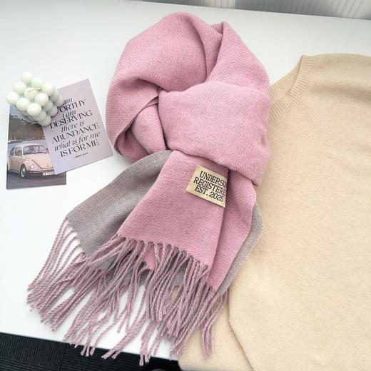 【温暖舒适❗️简约大气】双面仿羊绒围巾女冬季保暖情侣高级感中长款围脖纯色百搭披肩。ja 商品图10