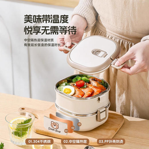 【不锈钢保温饭盒】上班族可微波炉加热 新款学生多层提桶便当餐盒  商品图3
