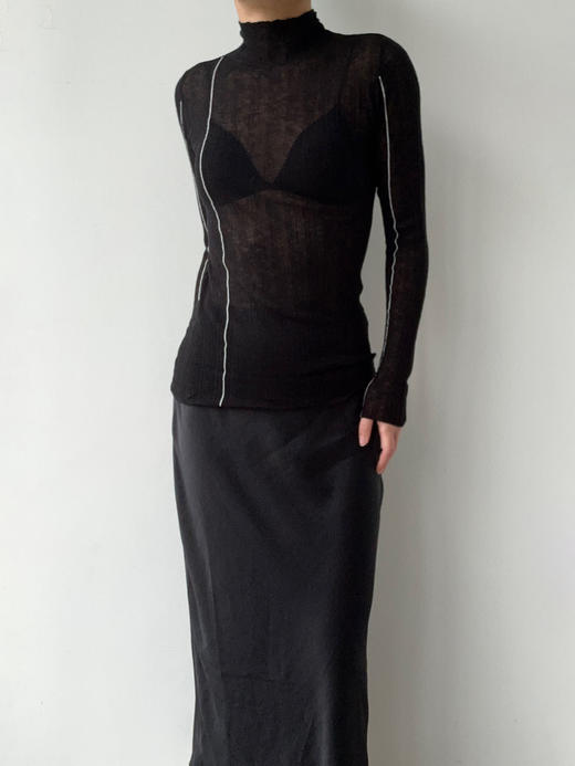 DONSEE10｜DS10AW2522-A 墨影黑 肌理线迹高领上衣 商品图0