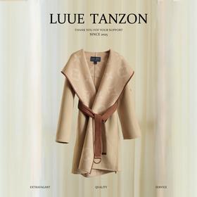 【只可换码，不退货】GY31-驴家奶茶色大花长款秋冬经典款羊毛大衣（SZX*MM）