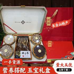 长白山人参 林下参西洋参红参鹿片五宝礼盒送礼公司采购优惠 人参