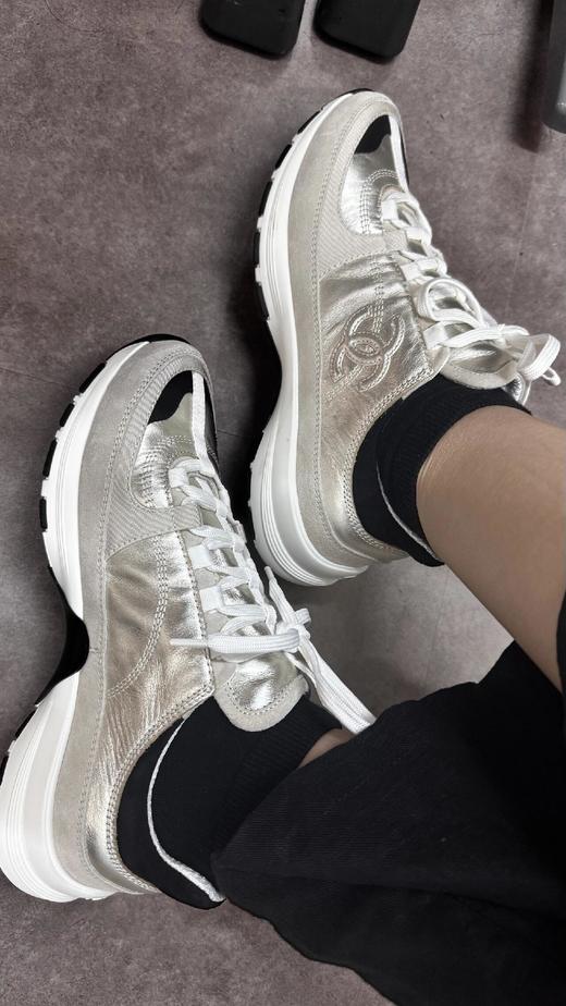 XX56-香奈儿 25A 小牛皮 圆头系带 低帮 生活休闲鞋 女款 浅金色（KS*MM） 商品图4