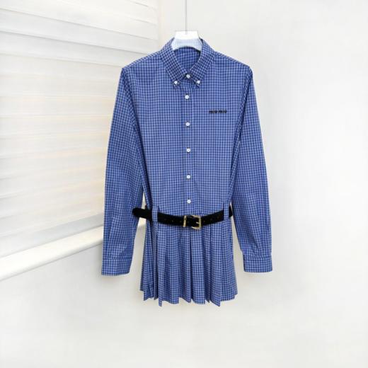 XY05-缪缪格子衬衫褶皱连衣裙（ZM） 商品图1