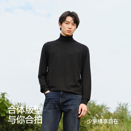 森马毛衣男冬季美利奴羊毛打底衫高领内搭纯色百搭针织衫套头毛衫 商品图3