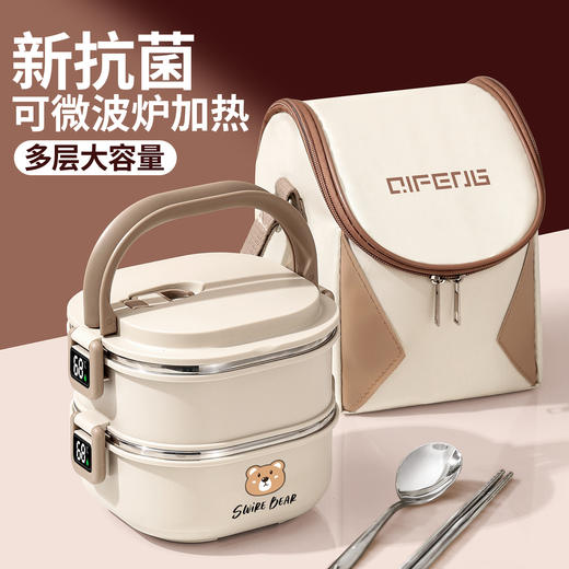 【不锈钢保温饭盒】上班族可微波炉加热 新款学生多层提桶便当餐盒  商品图0