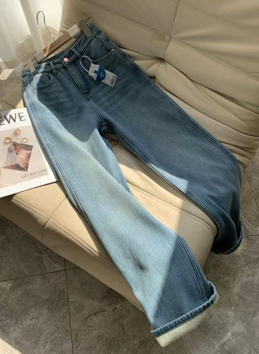 暖暖加绒浅青蓝特调软软牛仔裤 商品图8