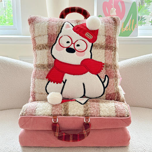 【多巴胺网红抱枕被】长绒美拉德西高地抱枕毯 一枕两用 商品图2