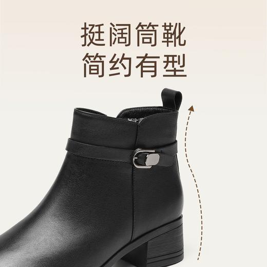 信诺妈妈棉鞋真皮时尚粗跟短靴女2025冬季新款中老年加绒保暖皮鞋5M519-15D 商品图2