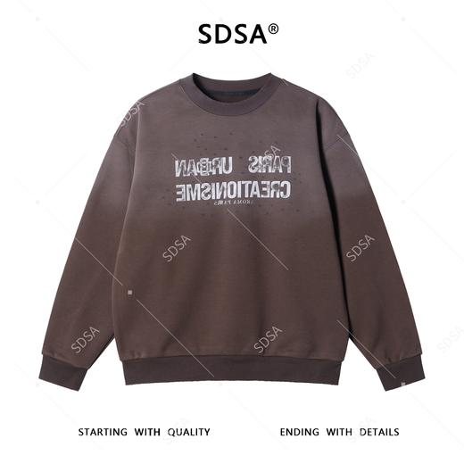 87818SDSA秋冬新款痞帅男装美式复古渐变印花字母圆领上衣磨破设计百搭 商品图1