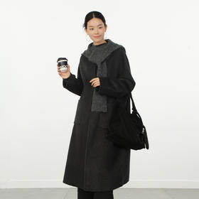 极简款灰色系带帽羊绒长款大衣-纪念日百货门店同款167095398