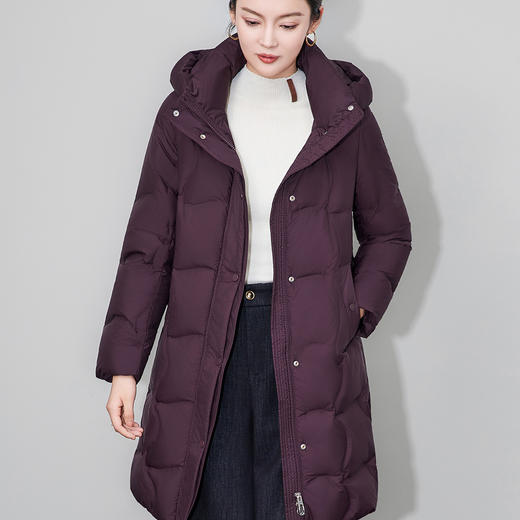 「高货wl」全新升级【铂金会员661/天猫889/差价228】(23026)洛诗琳90白鸭绒中长羽绒服2025冬季连帽立领加厚保暖外套 商品图0