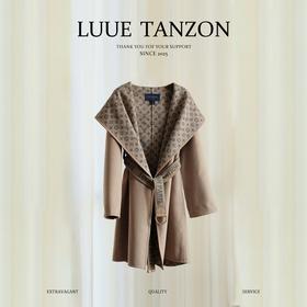 【只可换码，不退货】GY26-驴家驼蓝小花长款秋冬经典款羊毛大衣（SZX*MM）