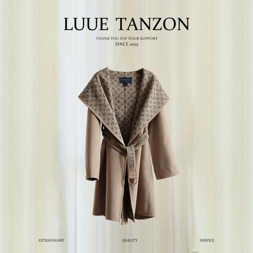 【只可换码，不退货】GY26-驴家驼蓝小花长款秋冬经典款羊毛大衣（SZX*MM） 商品图0