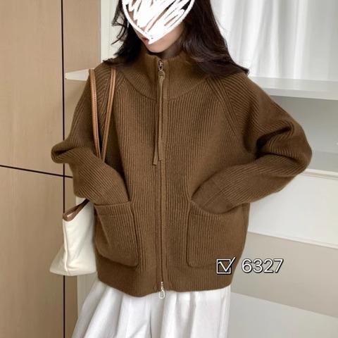 【YW】无忧购【甄选】软糯慵懒双拉链毛衣外套女翻领针织开衫宽松外搭浣熊绒上衣3912（截单后7天发货） 商品图2