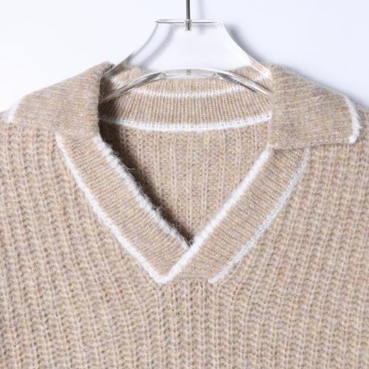 SDSA男士秋冬新款痞帅男装潮牌简约小V翻领毛衣慵懒套头风针织衫 商品图2