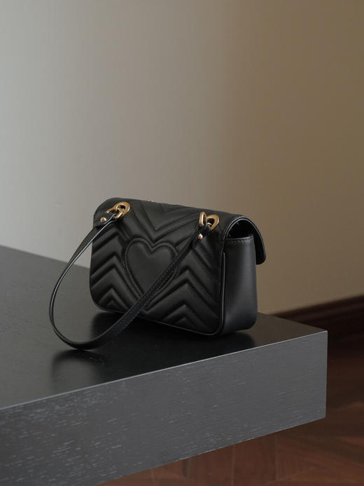 BT352-古驰-Marmont 金色复古双G徽标压印皮革 446744马蒙链条包翻盖包 单肩包斜挎包！（ZJ*MM） 商品图2