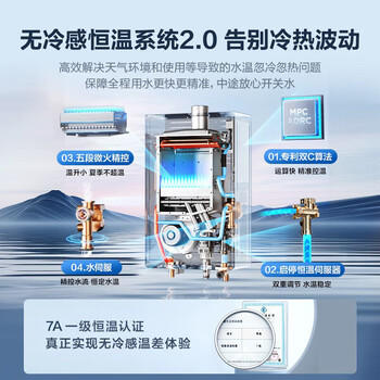 海尔【无冷感KL5MAX】16升全程7A一级恒温 一级静音 增压大水量 白色彩晶面板 天然气燃气热水器 商品图0