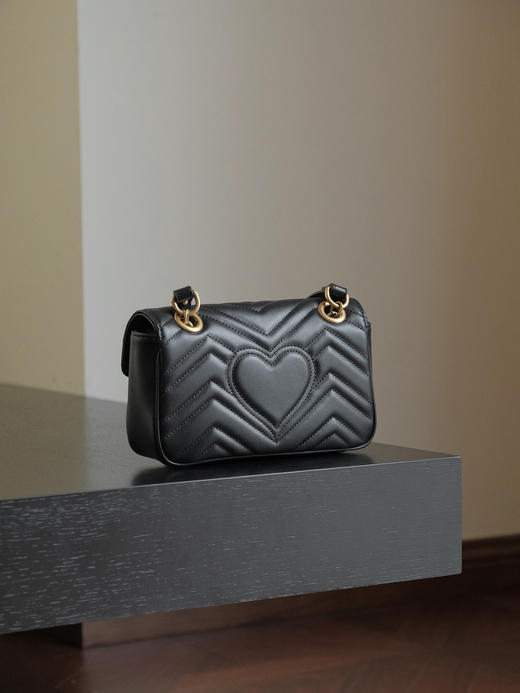 BT352-古驰-Marmont 金色复古双G徽标压印皮革 446744马蒙链条包翻盖包 单肩包斜挎包！（ZJ*MM） 商品图3