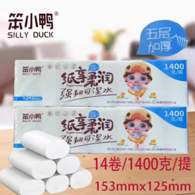笨小鸭纸享柔润强韧可湿水12+2卷1400克/提