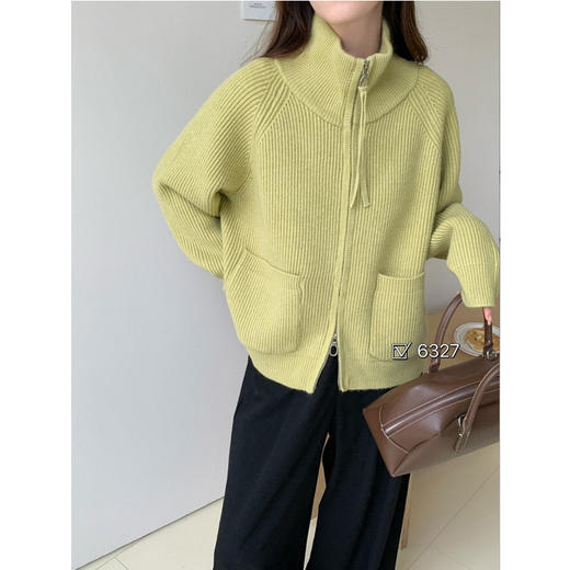 【YW】无忧购【甄选】软糯慵懒双拉链毛衣外套女翻领针织开衫宽松外搭浣熊绒上衣3912（截单后7天发货） 商品图5