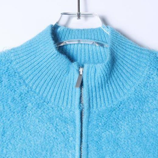 271SDSA秋冬新款痞帅男装潮牌短款绒面拉链立领针织衫百搭开衫毛衣 商品图2