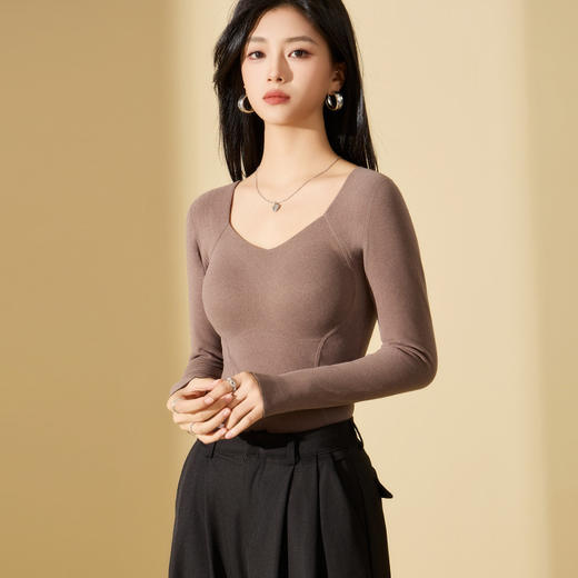 【美体修身❗️锁温蓄热】石墨烯发热保暖内衣女带胸垫一体式8867长袖内搭上衣打底衫冬季。ja 商品图6