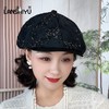 LM02853822642秋冬新款蕾丝前进帽立体刺绣时尚显脸小遮白发贝雷帽百搭帽 商品缩略图1