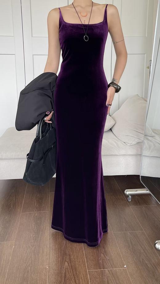 A2160爆款上新丝绒吊带裙 4色醋酸丝绒吊带裙加厚330G丝绒显瘦气质绝佳吊带裙 商品图1