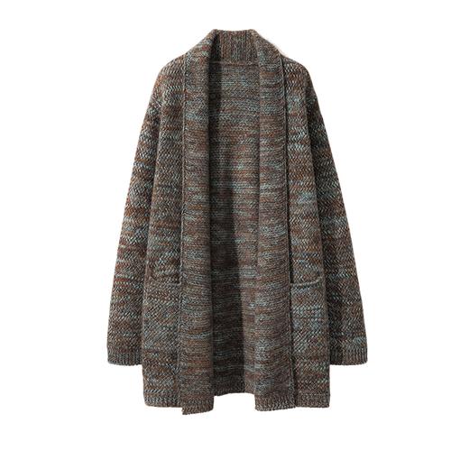 MENG·Baby Cashmere【雨润丝柔】100山羊绒重工卷边无扣中长款开衫 商品图1