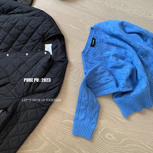 显白克莱因蓝宽松上衣！2025秋冬新款韩系超好看麻花毛衣针织衫女！ 商品图4