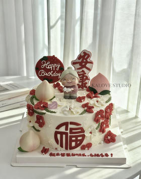 长辈祝寿寿桃福生日蛋糕