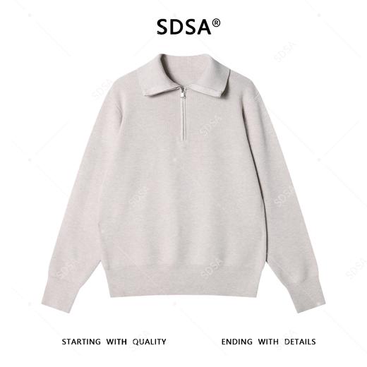 259626SDSA秋冬新款痞帅男装潮牌纯色半拉链翻领毛衣简约休闲套头上衣 商品图1